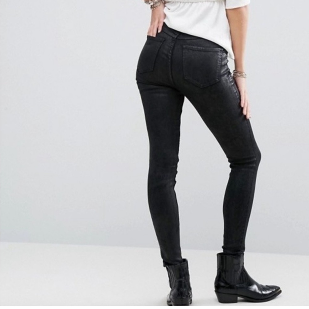 Abercrombie and Fitch Coated Black High Rise skinny jeans